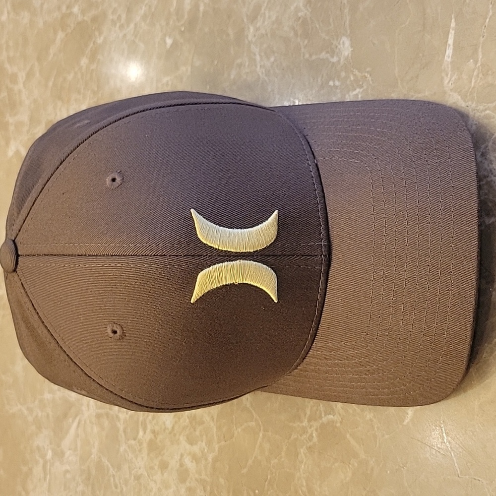 Hurley Brown Baseball Cap w/ Contrasting Gold Embroidered Logo, L-XL